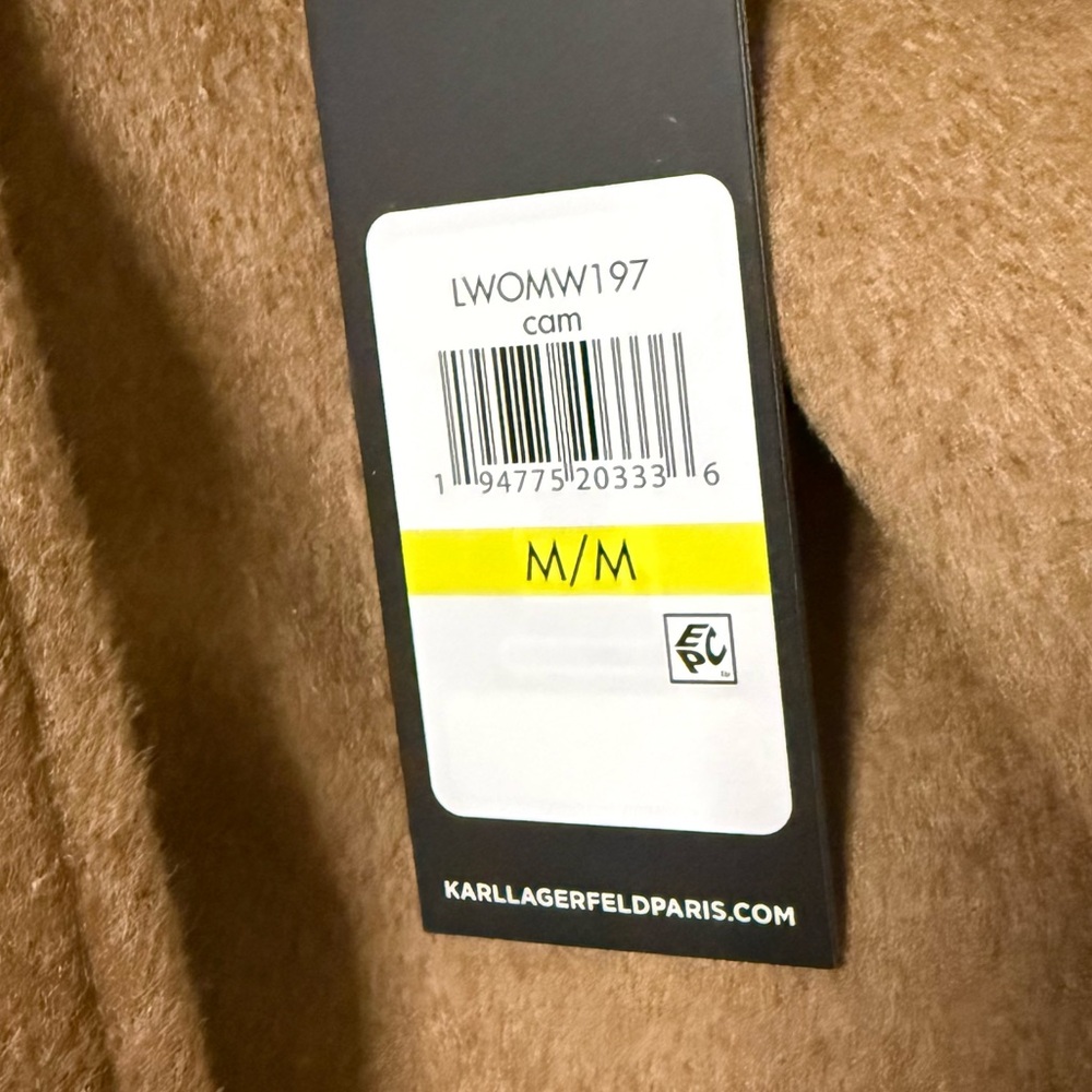KARL LAGERFELD PARIS Camel Tan Midi Long Wool Blend Wrap Coat - Sz Medium, NWT - Picture 13 of 14